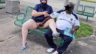 Hijabi Bbw Milf Begs For A Stranger’s Load On Her Thick Pussy Lips At The Bus Stop, Taking Two Loads Outdoors