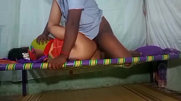 Sultry Tamil Aunty In A Silk Saree Gets Pounded Doggy Style On The Home Floor.