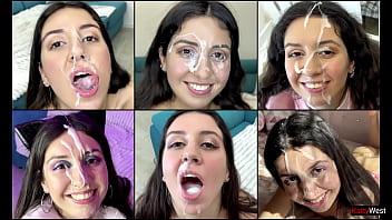 A Torrent Of Hot Sticky Cum Erupts Across Her Face, Dripping Into Her Open Mouth As She Hungrily Swallows Every Last Drop In This Messy Facial Compilation.
