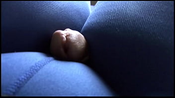 Slick Blue Nylon Pantyhose Drenched In Hot Cum