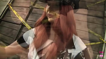 Gorgeous Ginger Cop Melody Jordan Gets Her Pretty Face Plastered After Deepthroating And Bouncing On A Thick Cock