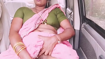 Desperate Housewife Sneaks Away To Fuck Her Boyfriend In The Car, Whispering Filthy Telugu Words As He Pounds Her Hard.