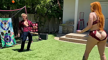 Big Booty Redhead Milf Teases Her Step Son’s Massive White Cock In A Game Of Dick Ball