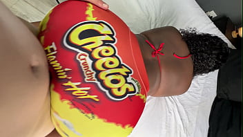 Horny White Stud Drills A Curvy Ebony Goddess Through A Ripped Yoga Pant Hole
