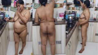 Spicy Desi Aunty Cooks Up A Storm In The Kitchen, Wearing Nothing But A Sizzling Smile