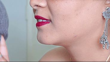 Intimate Encounter: Desi Bhabhi’s Sensual Condom Blowjob, Finishing With A Red-lipstick Kiss