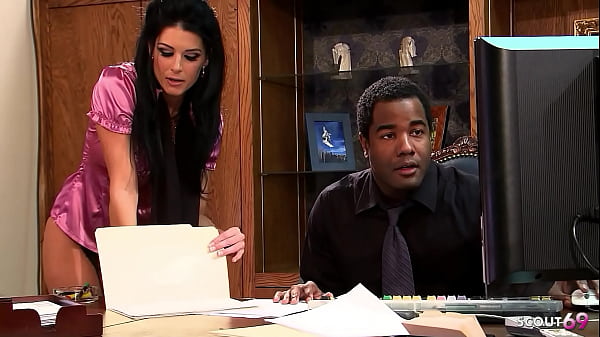 Slender Secretary In Sheer Stockings Seduces Her Well-endowed Black Boss For A Forbidden Anal Encounter