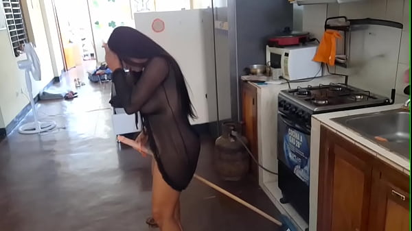 Exclusive Flick: Renowned Latina Starlet Pleasuring Herself With A Kitchen Broom
