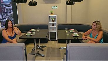 Mature Women Touch Themselves In A Vacant Restaurant After Being Stood Up By A Man