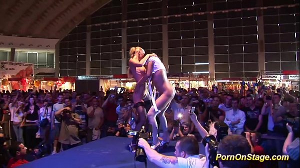 Raw Lesbian Sex Show Live On Stage, Dripping With Desire