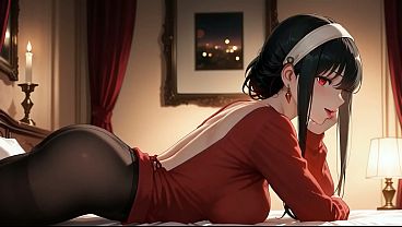 Yor Forger Getting Fucked Hard In The Bedroom, Moaning Like The Dirty Slut She Loves Being In This Ai Hentai Cosplay.