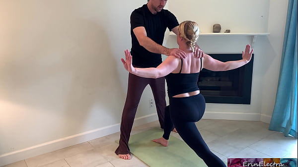 Stepson Helps Stepmom With Yoga And Spreads Her Wet, Eager Pussy Wide Open