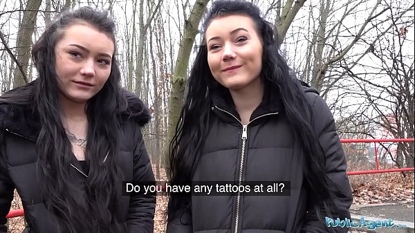 Public Agent Real Twins Get Stopped On The Street For A Filthy Proposition