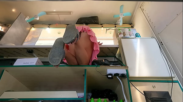 This Slut Looks Incredible Bent Over That Counter – Secret Upskirt Angle