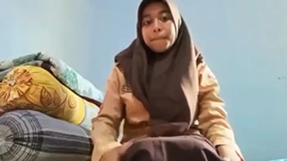 Pelajar Hijab Sma Seragam Pramuka Mainin Diri Sampai Puas