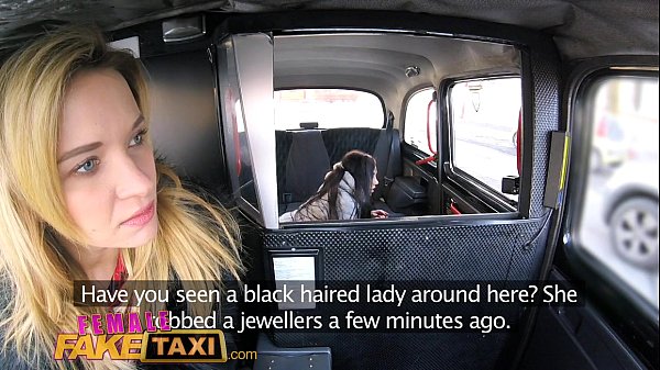 Vicious Brunette Gets Her First Pussy-drenching Lesbian Orgasm From A Thick Strap-on Cock In The Back Of A Fake Taxi