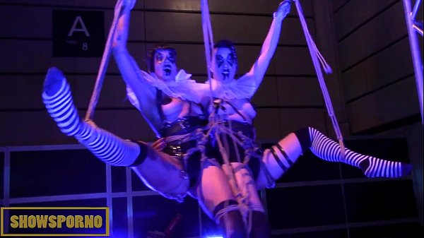 Brunette Pornstars Get Tied Up And Fucked By A Clown In Shibari