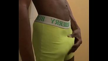 Sexy Young Stud With Ripped Abs Teasing His Thick Black Cock Out In The Open
