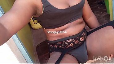 Hot Shemale Jayla254 Strokes Her Thick Black Cock In The Open