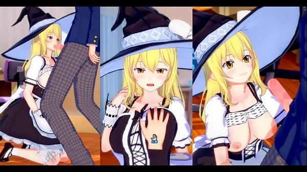 エロゲーコイカツ！東方・霧雨魔理沙のデカパイ揉みまくり、イカせるh！3dcg巨乳アニメ動画(東方プロジェクト)【変態ゲーム】