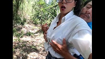The Dirty Old Stepdad Takes His Thick-assed College Stepdaughter Deep In The Woods.