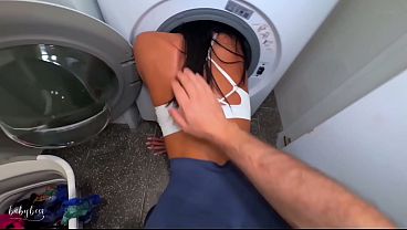 Step Sis Gets Pounded In The Washing Machine By Step Bro & Swallows Every Drop
